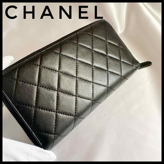 CHANEL - CHANEL マトラッセ ラムスキン ラウンドファスナー長財布の