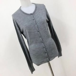 ジョンスメドレー(JOHN SMEDLEY)のJOHN SMEDLEY ジョンスメドレー 薄手 ウールカーディガン グレー S(カーディガン)