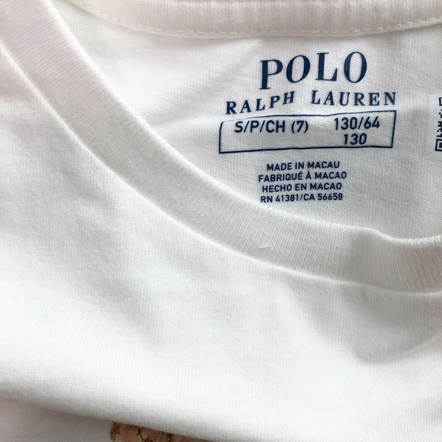 POLO RALPH LAUREN(ポロラルフローレン)の新作◇ラルフローレン ポロベアコットンTシャツドレス ホワイト S/130 キッズ/ベビー/マタニティのキッズ服女の子用(90cm~)(ワンピース)の商品写真