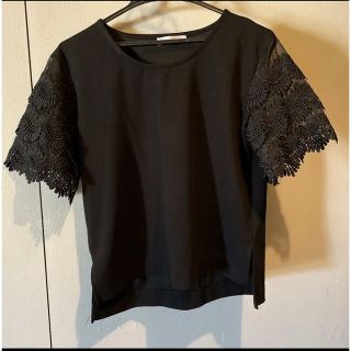 バックナンバー(BACK NUMBER)の袖レースTシャツ ブラック　フリーサイズ(Tシャツ(半袖/袖なし))