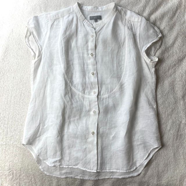 美品 マーガレットハウエル リネン バンドカラー ブラウス シャツ