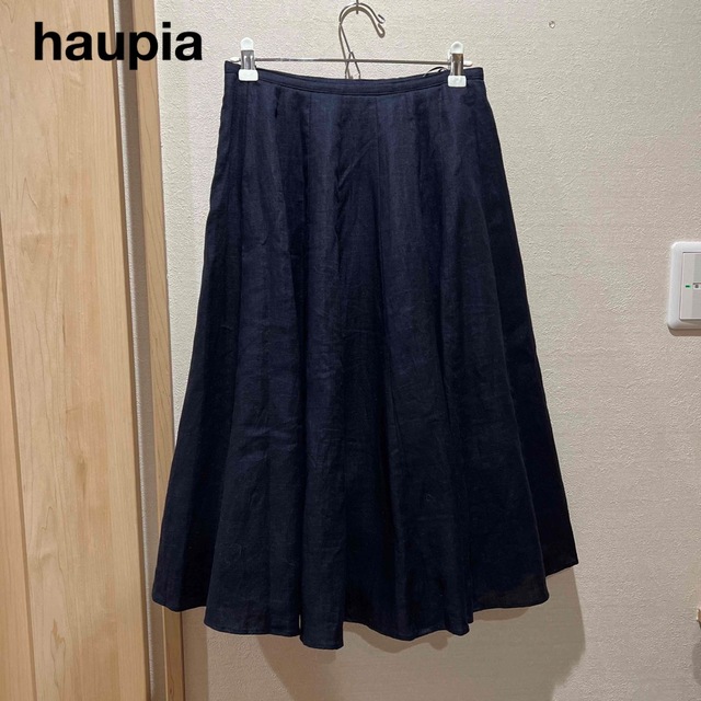 haupia(ハウピア)のhaupia ハウピア　麻紺中にチュール入りスカート レディースのスカート(ひざ丈スカート)の商品写真