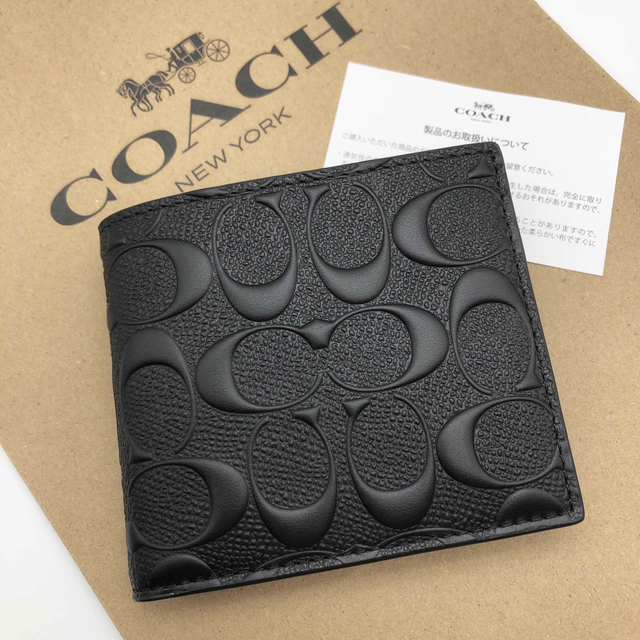 【COACH☆新品】コイン ウォレット シグネチャー レザー☆ブラック☆財布☆