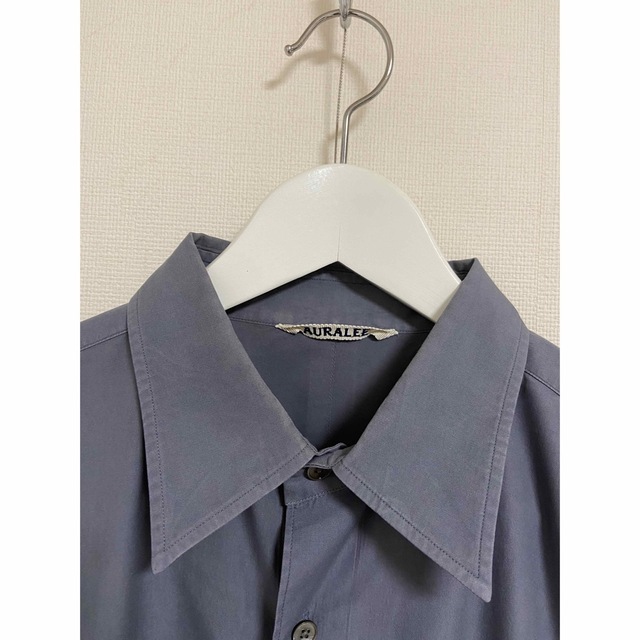 AURALEE 22ss ウォッシュド フィンクス ツイル シャツ ブルーグレー