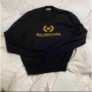 バレンシアガ(Balenciaga)のバレンシアガ　薄手ロゴ刺繍ニット　ウール(ニット/セーター)