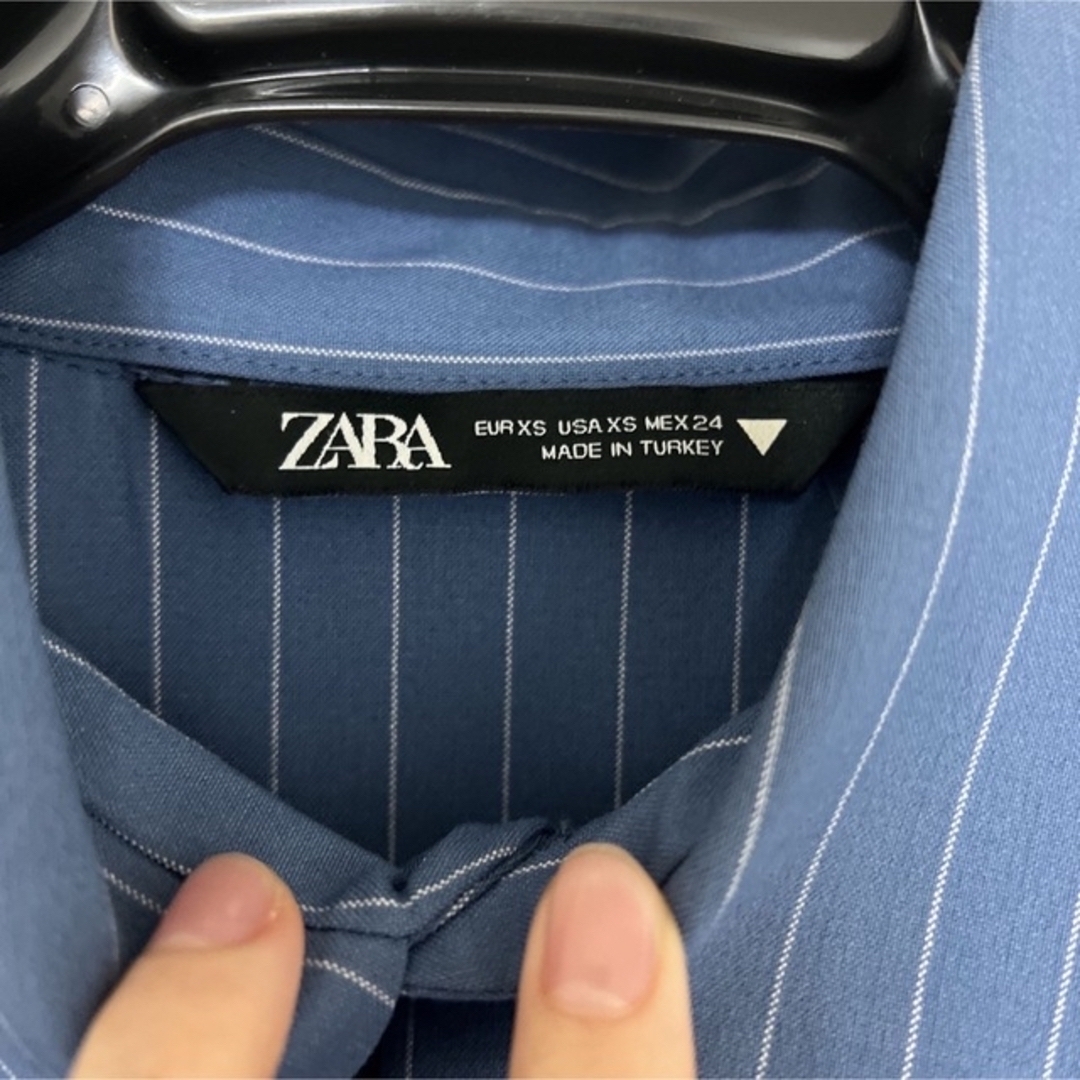 ZARA(ザラ)のショート丈シャツストライプワンピース　zara レディースのワンピース(ミニワンピース)の商品写真