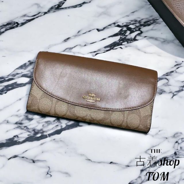 coach コーチ 長財布 シグネチャー ブラウン - 財布