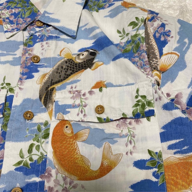 柄シャツ　総柄　デザインシャツ　古着　鯉　アロハ　風景　vintage メンズのトップス(シャツ)の商品写真