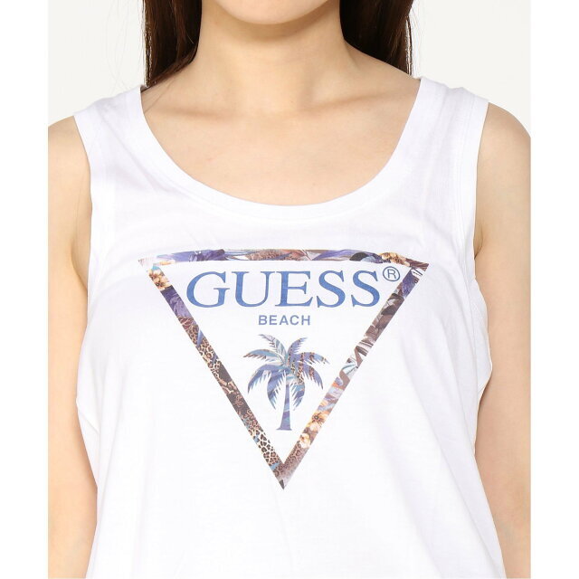 GUESS(ゲス)の【ブルー系その他(P7FM)】(W)Side Knots Logo Tank Top レディースのトップス(タンクトップ)の商品写真