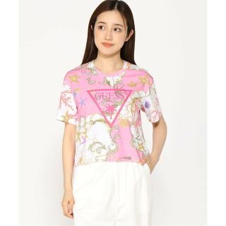 ゲス(GUESS)の【ピンク系その他(P63W)】(W)Triangle Logo Crop Tee(カットソー(長袖/七分))