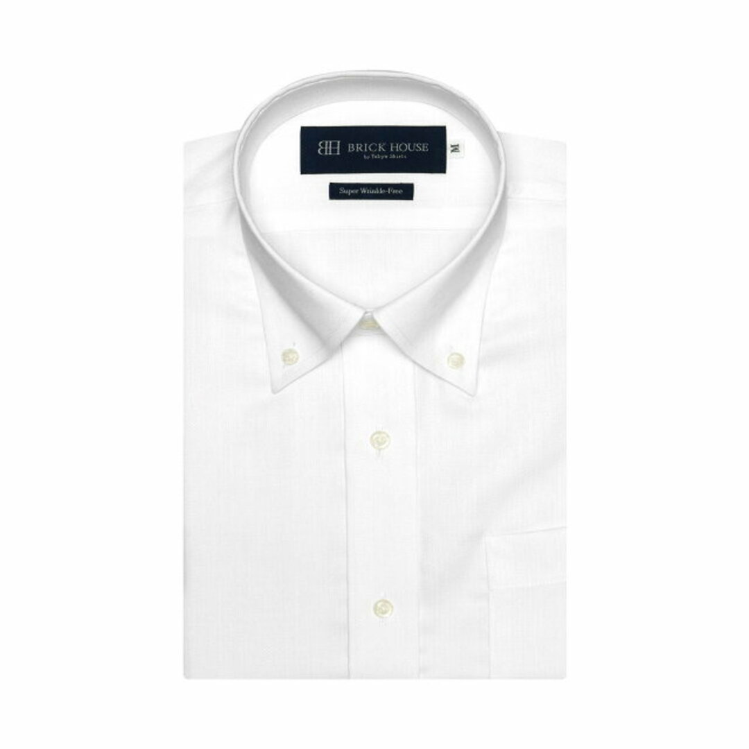 【ホワイト】(M)【超形態安定】 ボタンダウンカラー 半袖 形態安定 ワイシャツ