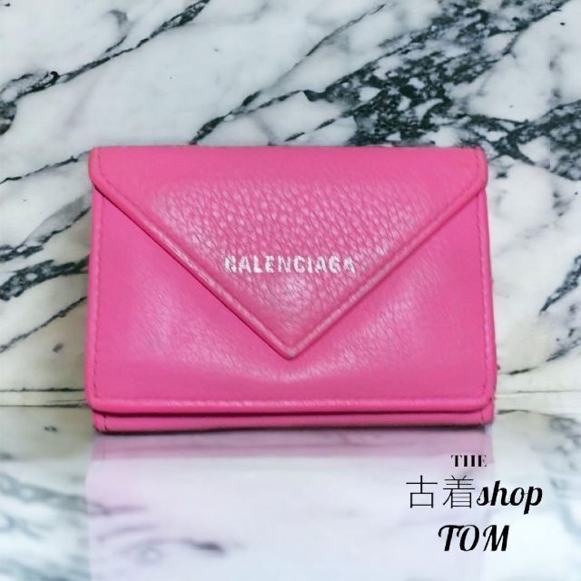 【良品】BALENCIAGA ペーパー ミニウォレット 三つ折り財布 レザーアールブランド専門店