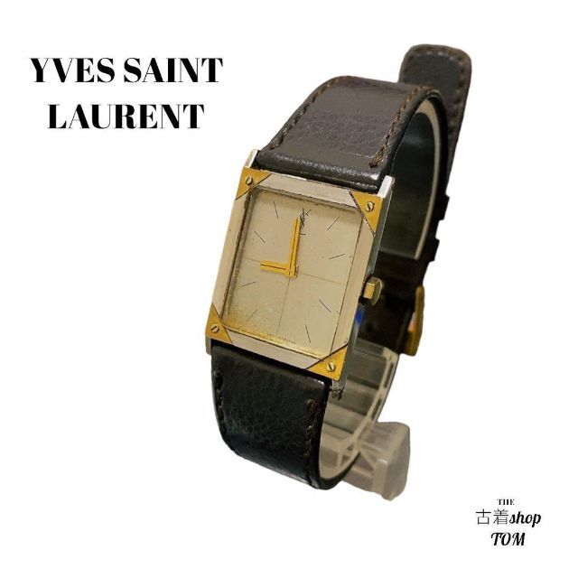 Yves Saint Laurent　イヴサンローラン　腕時計　ゴールド　革