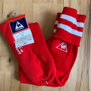 ルコックスポルティフ(le coq sportif)の【新品】 ルコック サッカーソックス　靴下 レッド　赤　日本製(ウェア)