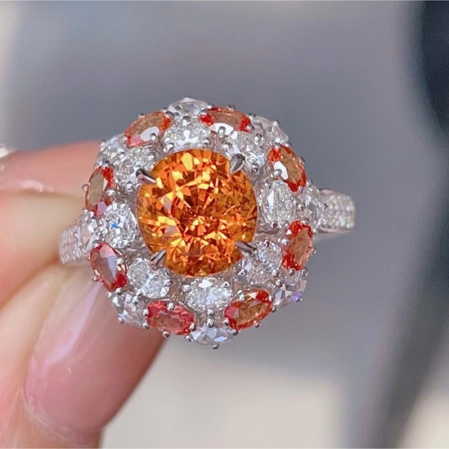 天然スべサルティン ガーネット ダイヤ リング2.9ct k18 # ~週末限定