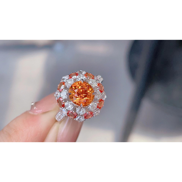 天然スべサルティン ガーネット ダイヤ リング2.9ct k18 # ~週末限定
