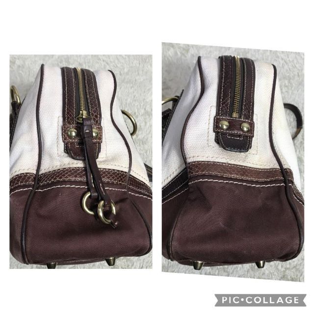 COACH(コーチ)の1980→1500円 コーチ★10737クロコ×キャンバス バッグ A4収納可 レディースのバッグ(ショルダーバッグ)の商品写真