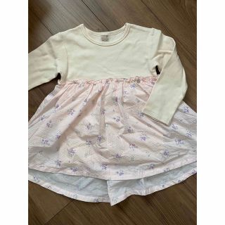 プティマイン(petit main)の【petit main 7分袖ウエスト切替花柄チュニック】(Tシャツ/カットソー)