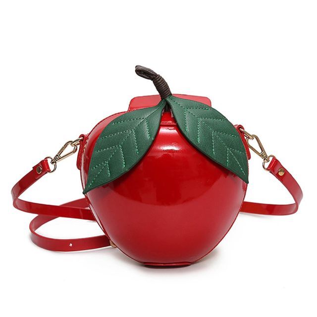 【色: 赤リンゴ】レディースバック リンゴバック 個性  斜め掛け 出かけ 防水