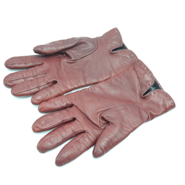 Gucci(グッチ)のGUCCI/グッチ レディースレザーグローブ 手袋 赤紫色 レディースのファッション小物(手袋)の商品写真
