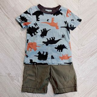 ハッカキッズ(hakka kids)の人気完売品☆ ハッカキッズ　半袖Tシャツ&ズボン　セット　100 恐竜(Tシャツ/カットソー)