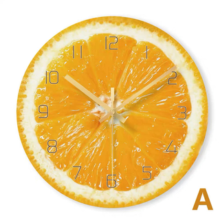 壁掛け時計 壁飾り オレンジ時計 ガラス掛け時計 - 掛時計/柱時計