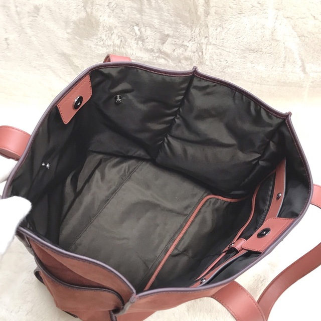 TOD'S(トッズ)のTOD’S トートバッグ オレンジ ダブルストライプ スウェード レザー  レディースのバッグ(トートバッグ)の商品写真
