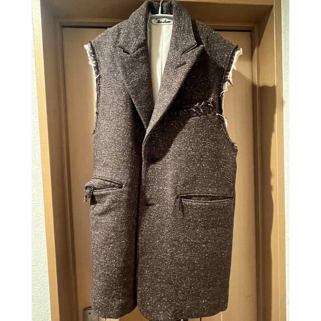 MIDORIKAWA SILK WOOL BELTED VEST ブラウン