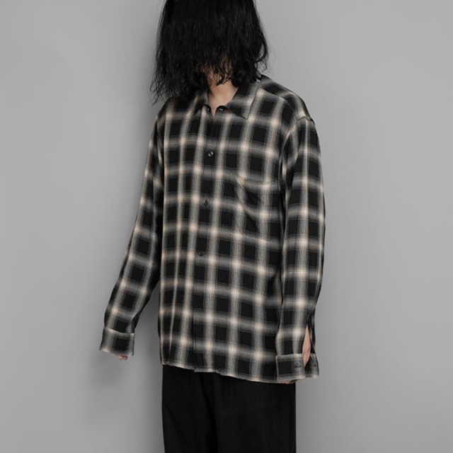 23ss comoli コモリ レーヨンチェック オープンカラーシャツ 2 | cprc