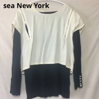 シーニューヨーク(Sea New York)のsea New York シーニューヨークのファスナー切り替えシルクシャツ(シャツ/ブラウス(半袖/袖なし))