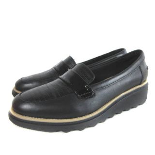 クラークス(Clarks)のクラークス ローファー シューズ クロコダイル型押し ブラック 黒 23.5cm(ローファー/革靴)