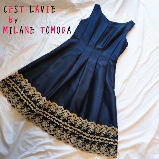 CESTLAVIE ドレス ワンピース ネイビー-