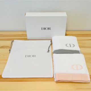 クリスチャンディオール(Christian Dior)のディオール dior ノベルティ ハンド タオル 2枚 巾着 セット 非売品(タオル/バス用品)