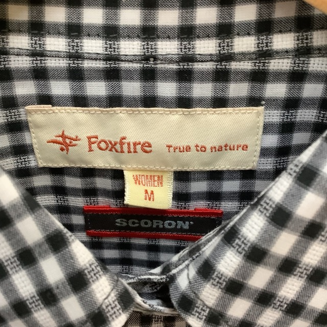 ♪♪Foxfire フォックスファイヤー  レディース 長袖シャツ SCパナマギンガムカシュクール SIZE M  ブラック×ホワイト 2