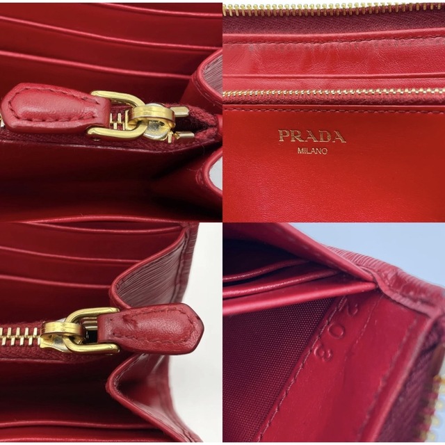 PRADA(プラダ)のプラダ 長財布 サフィアーノレザー L字型ファスナー ロングウォレット レッド レディースのファッション小物(財布)の商品写真