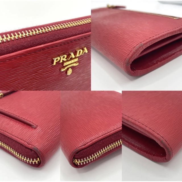 PRADA(プラダ)のプラダ 長財布 サフィアーノレザー L字型ファスナー ロングウォレット レッド レディースのファッション小物(財布)の商品写真