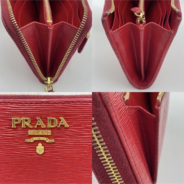 PRADA(プラダ)のプラダ 長財布 サフィアーノレザー L字型ファスナー ロングウォレット レッド レディースのファッション小物(財布)の商品写真