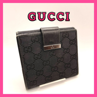 グッチ(Gucci)の【GUCCI】グッチ GGキャンバス ブラック 財布　二つ折り(財布)