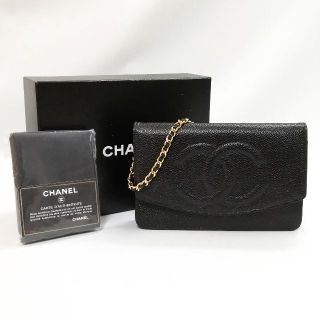 シャネル(CHANEL)の【良品】CHANEL（シャネル）　キャビアスキン　チェーンウォレット　ココマーク(ショルダーバッグ)