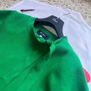 【美品】M'S GRACY サマーニットワンピース グリーン リボンタイ 38