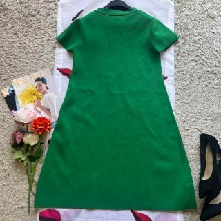 【美品】M'S GRACY サマーニットワンピース グリーン リボンタイ 38