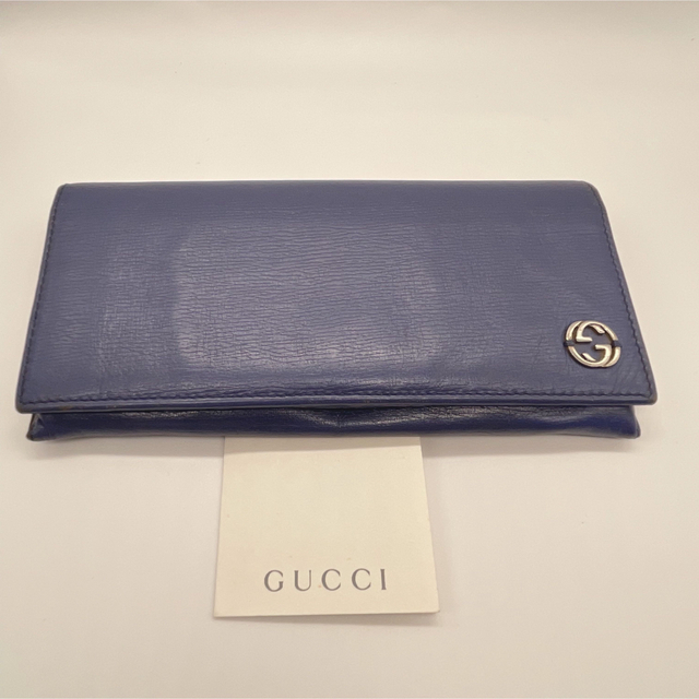 Gucci(グッチ)の【GUCCI】長財布　ブルー　ブルガリ　内面おしゃれ♪ レディースのファッション小物(財布)の商品写真