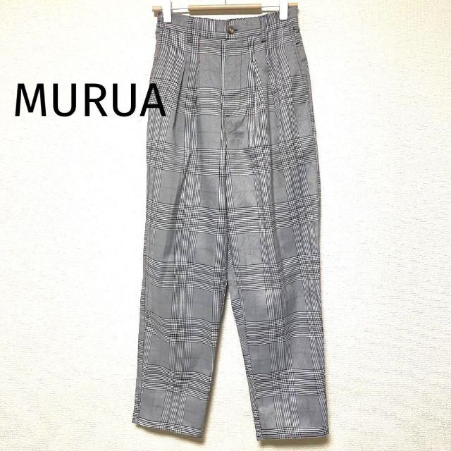 MURUA(ムルーア)の2732 MURUA カジュアルパンツ 艶感 チェック スラックス シンプル上品 レディースのパンツ(カジュアルパンツ)の商品写真
