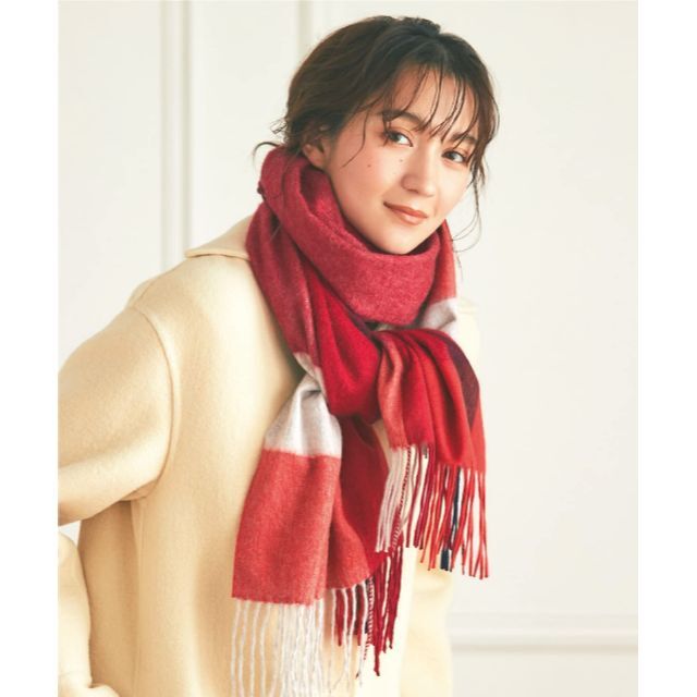 色: ブロックチェックレッド】アイエムシー カシミヤストール カシミヤ