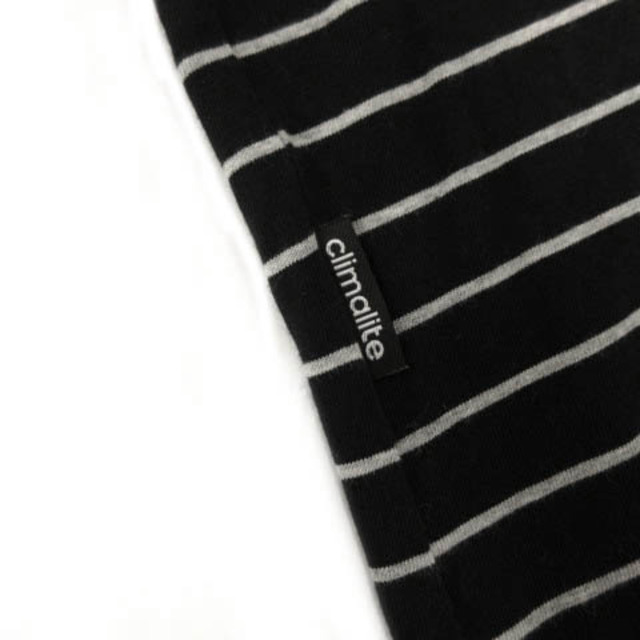 adidas(アディダス)のadidas Tシャツ 半袖 ロゴ刺繍 ボーダー ブラック 黒 グレー L スポーツ/アウトドアのスポーツ/アウトドア その他(その他)の商品写真