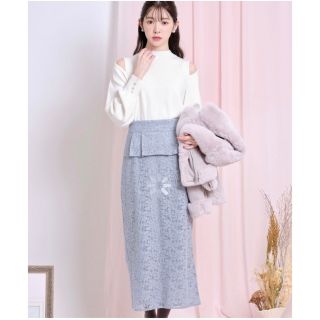 トッコクローゼット(TOCCO closet)の【akin様専用】バックリボンペプラム付き２ＷＡＹフラワーレースタイトスカート(ロングスカート)