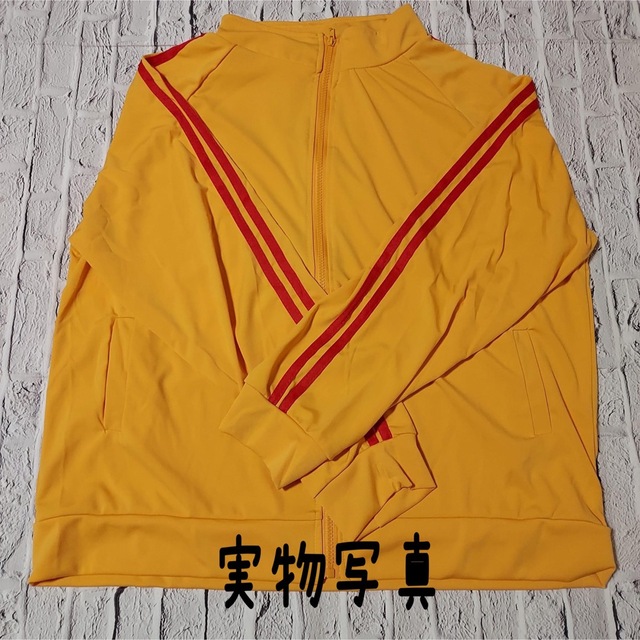 新品☆ライン セットアップ 韓国風 スウェット トレーニングイエロー 2XL レディースのトップス(トレーナー/スウェット)の商品写真