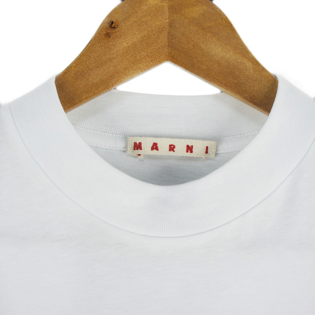 MARNI マルニ コットン  ちびロゴ プリント 半袖Tシャツ ホワイト