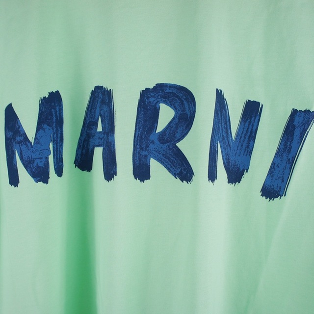 MARNI マルニ コットン ロゴ  プリント 半袖Tシャツ　グリーン×ブルー 4