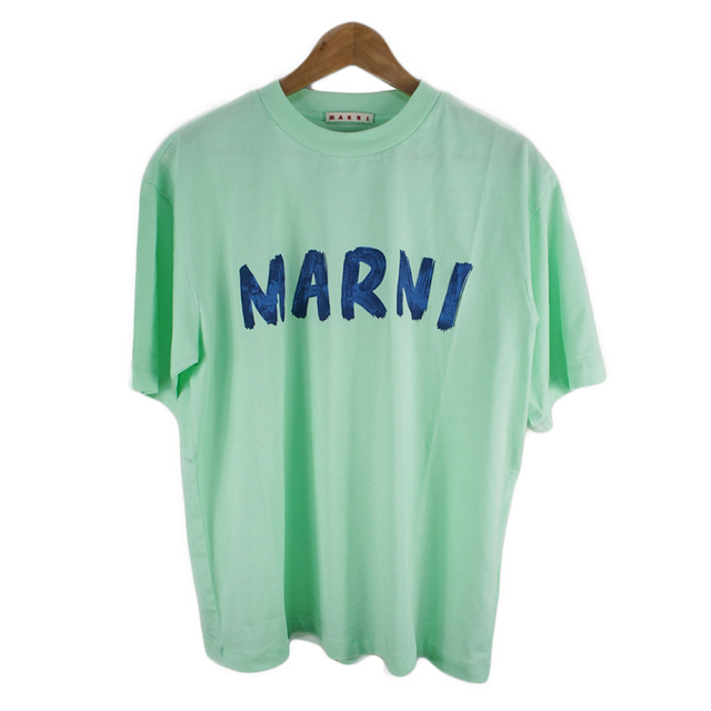 MARNI マルニ コットン ロゴ  プリント 半袖Tシャツ　グリーン×ブルー 3